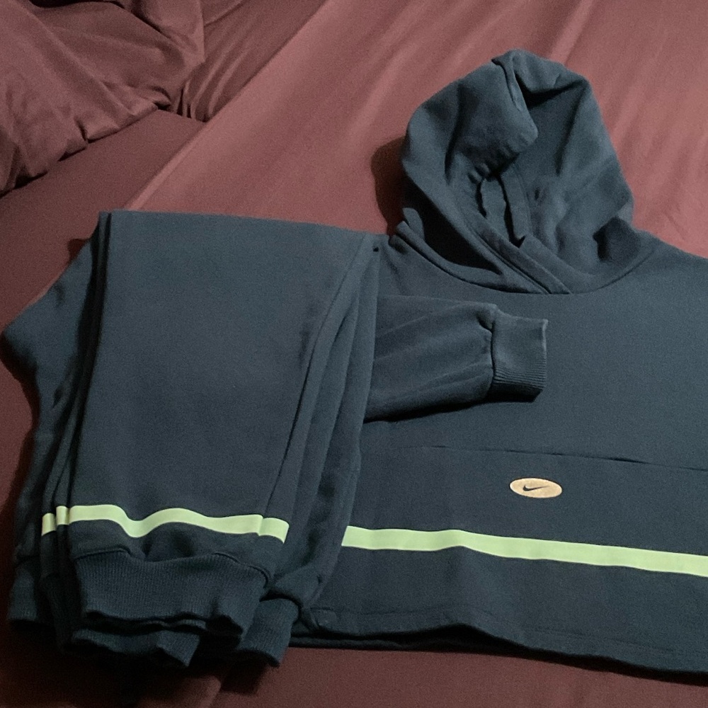 Nike Dark Blue Tracksuit with Lime Stripes